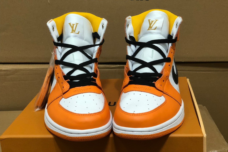 Authentic LV x Air Jordan 1 High Orange White